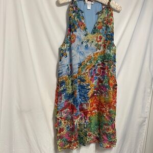 London Times Artsy Floral Mini Dress XL.